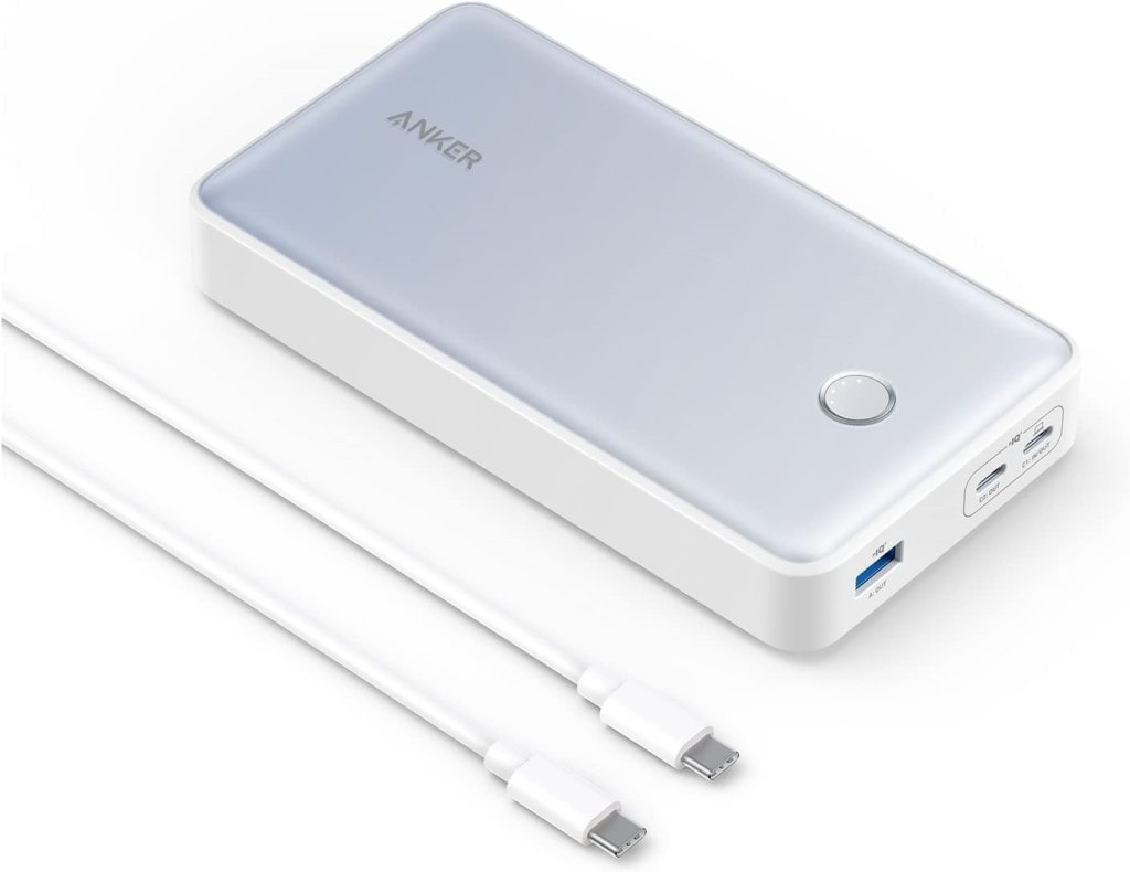 Anker Anker 537 Power Bank(PowerCore 24000 65W)(モバイルバッテリー 65W 24000mAh 大容量)<PSE認証済/PowerIQ 3.0(Gen2)搭載/USB PD対応>iPhone 14 Android その他各種機器対応(ホワイト) A1379N21