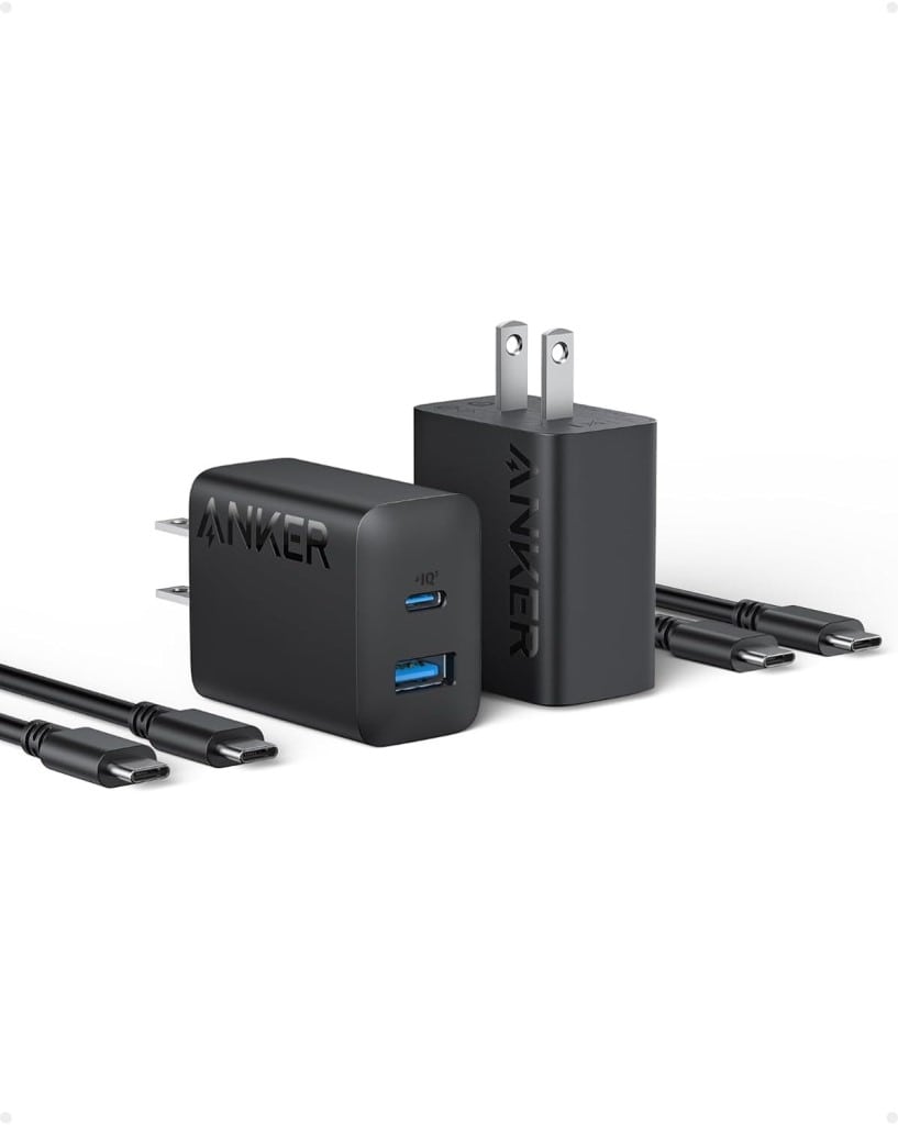 Anker Anker Charger(20W 2-Port)with USB-C & USB-C ケーブル 2個セット(20W USB-C＆USB-Cケーブル付属 2ポート急速充電器)<PSE技術基準適合/USB PD対応/PowerIQ搭載/コンパクトサイズ>(ブラック) B2348112