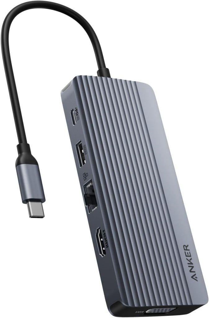 Anker Anker USB-C ハブ(10-in-1 Dual Display)100W USB PD対応 4K HDMIポート 1080p VGAポート 5Gbps 高速データ転送 USB-C USB-Aポート イーサネットポート microSD&SDカードスロット搭載 Macbook Pro/Air 他 A83C20A1