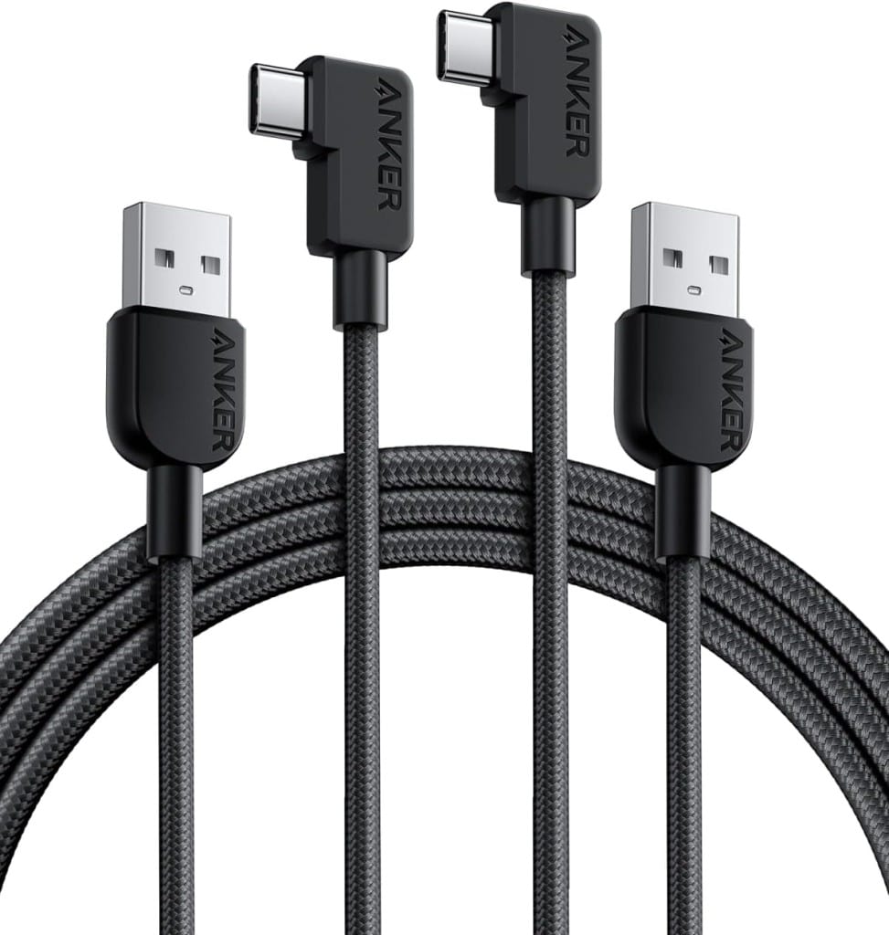 Anker Anker USB-C & USB-A ケーブル(L字 高耐久ナイロン)1.8m 15W USB PD対応 Galaxy S23/S22/S21 Pixel LG 他対応(2本 ブラック) B81J6011