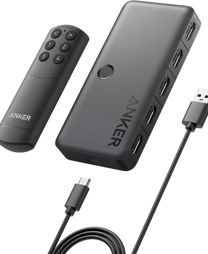 Anker Anker HDMI Switch(4-in-1 Out 4K HDMI)セレクター リモコン付き 4K HDR 3Dコンテンツ対応 HDMI 切替器 MacBook Pro/Air Switch Xbox 360 PS4/PS5 他 A83H20A1
