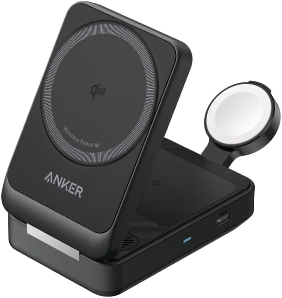 Anker Anker MagGo Wireless Charging Station(Foldable 3-in-1)Qi2対応 マグネット式 3-in-1 ワイヤレス充電ステーション/ワイヤレス出力/Apple Watchホルダー付 iPhone MagSafe対応 15/14/13ブラック B2557N11