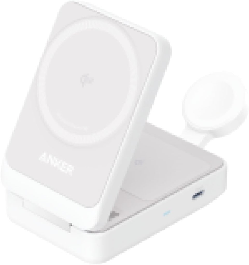 Anker Anker MagGo Wireless Charging Station(Foldable 3-in-1)Qi2対応 マグネット式 3-in-1 ワイヤレス充電ステーション/ワイヤレス出力/Apple Watchホルダー付 MagSafe対応 iPhone 15/14/13 ホワイト B2557N21
