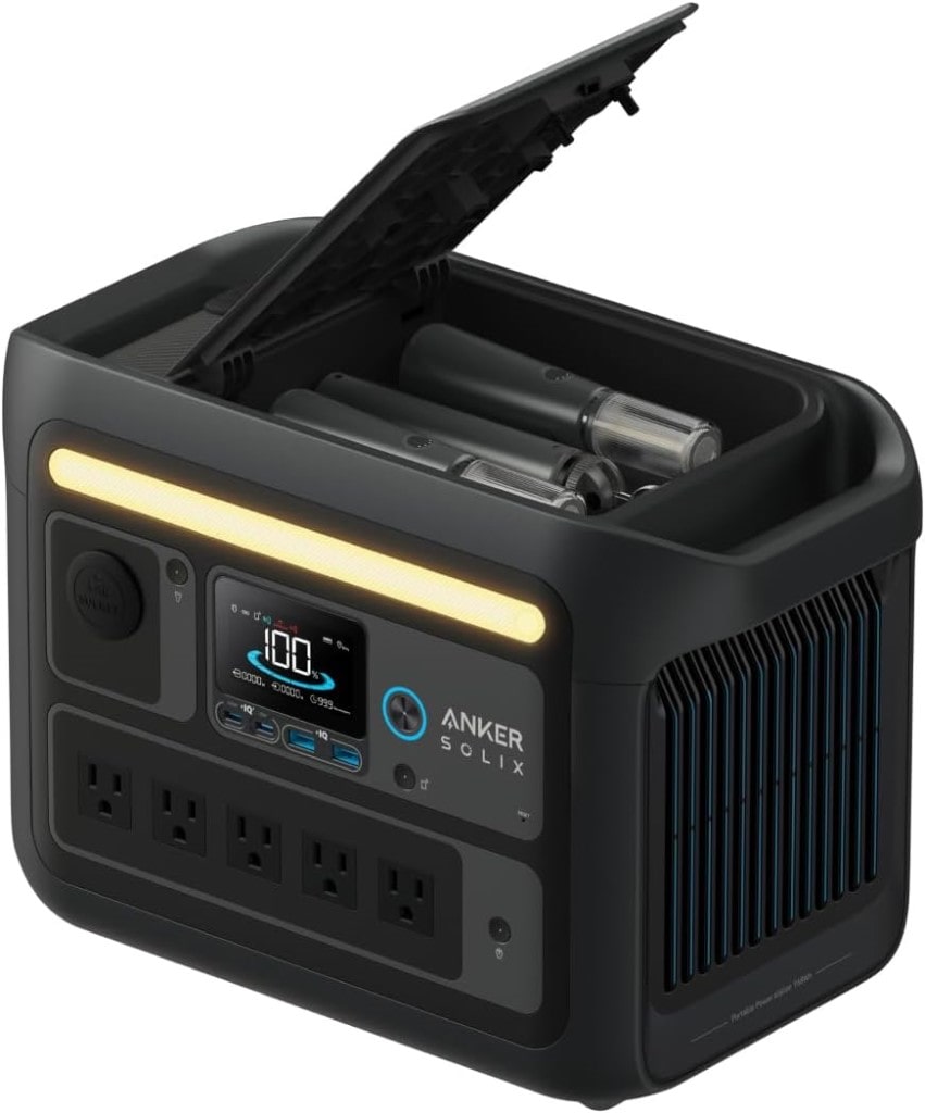 Anker Anker Solix C800 Plus Portable Power Station ポータブル電源 768Wh 58分満充電 携帯型ライト搭載 高出力AC(定格1200W/瞬間最大1600W 5ポート)長寿命10年 リン酸鉄 パススルー機能 アプリ遠隔操作(ブラック) A1754511