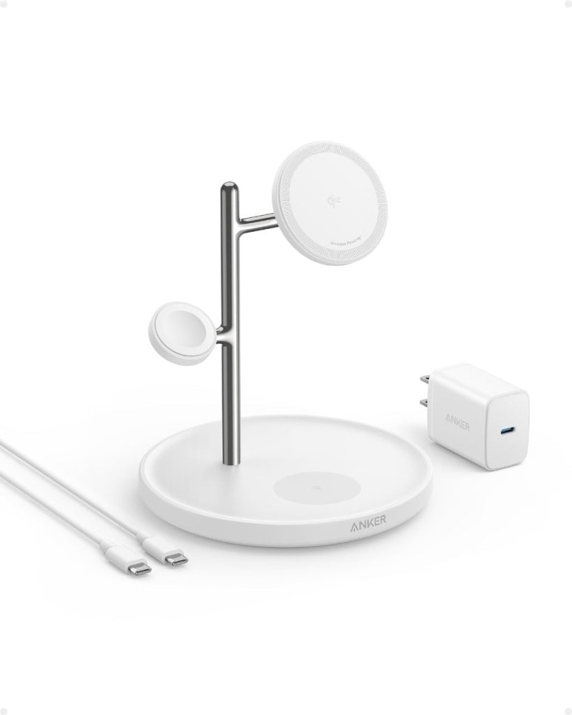 Anker Anker MagGo Wireless Charging Station(3-in-1 Stand)Qi2対応 マグネット式 3-in-1 ワイヤレス充電ステーション/ワイヤレス出力/Apple Watchホルダー付 MagSafe対応 iPhone 15/14/13 ホワイト B25M3N21