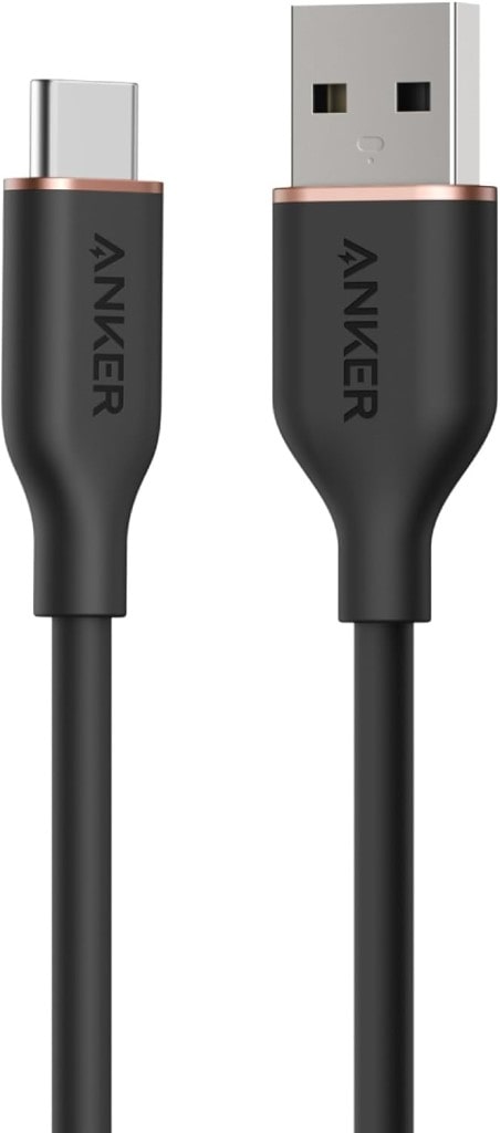 Anker Anker USB-C & USB-A ケーブル(Flow)絡まないケーブル 15W 結束バンド付き USB-C機器対応 シリコン素材採用 Galaxy iPhone 15 各種対応 0.9m ミッドナイトブラック A85G1011