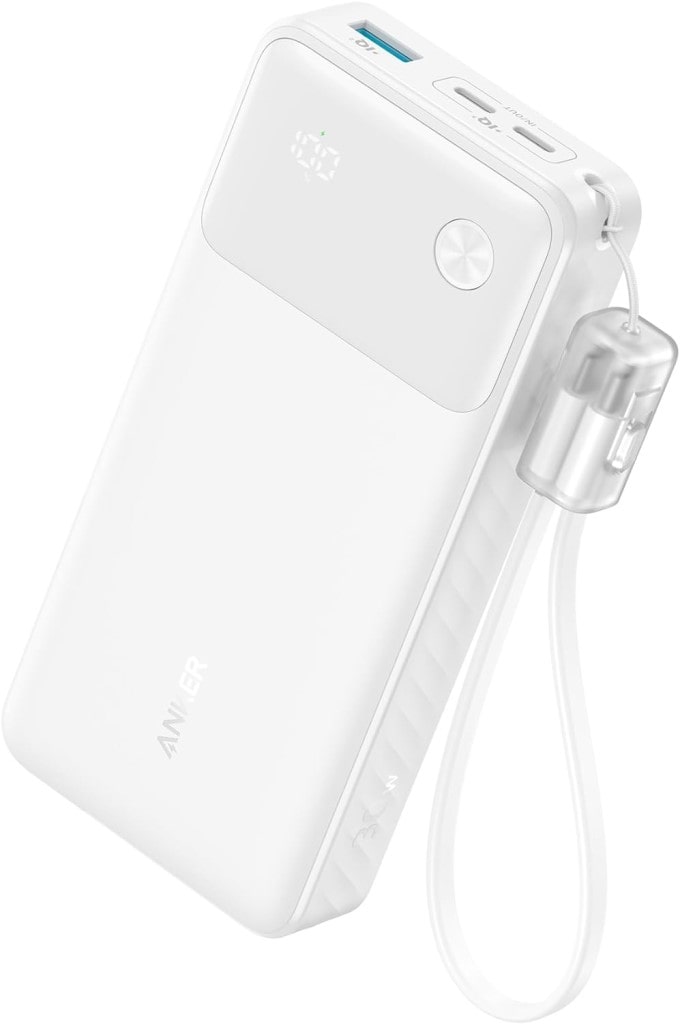 Anker Anker Power Bank(20000mAh 30W)(モバイルバッテリー 20000mAh 最大30W出力 USB-C & USB-C ケーブル付属 ディスプレイ搭載)<USB PD/PowerIQ搭載/PSE技術基準適合>iPhone 15 Android iPad その他各種機器対応(ホワイト) A1384N21