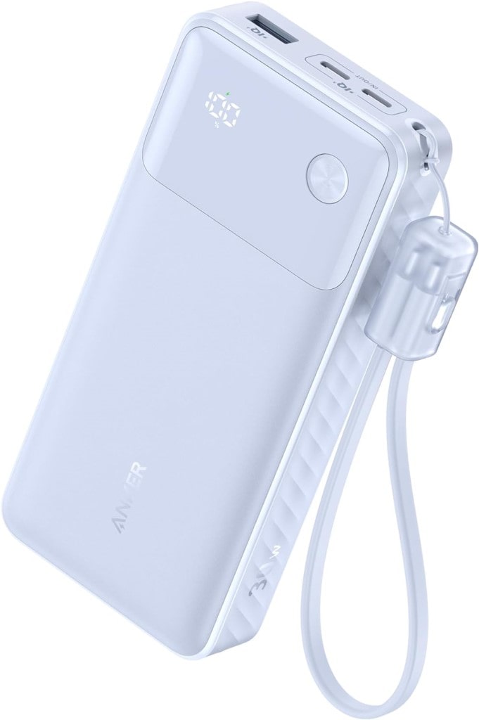Anker Anker Power Bank(20000mAh 30W)(モバイルバッテリー 20000mAh 最大30W出力 USB-C & USB-C ケーブル付属 ディスプレイ搭載)<USB PD/PowerIQ搭載/PSE技術基準適合>iPhone 15 Android iPad その他各種機器対応(パープル) A1384NV1