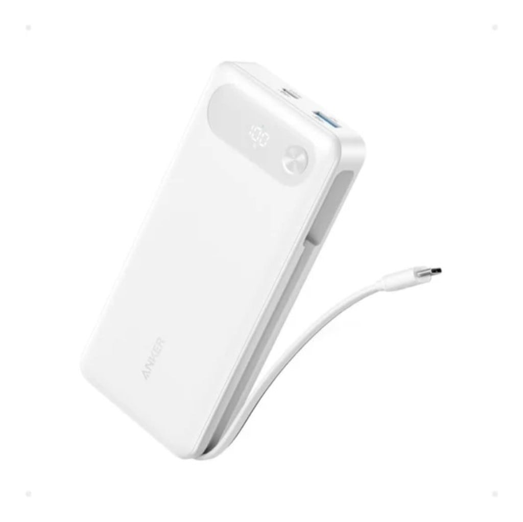 Anker Anker Power Bank(20000mAh 87W Built-In USB-C ケーブル)(モバイルバッテリー 20000mAh 87W出力 大容量 LEDディスプレイ搭載 USB-Cケーブル内蔵)<USB PD/PowerIQ搭載/PSE技術基準適合/急速充電>(ホワイト) A1383N21