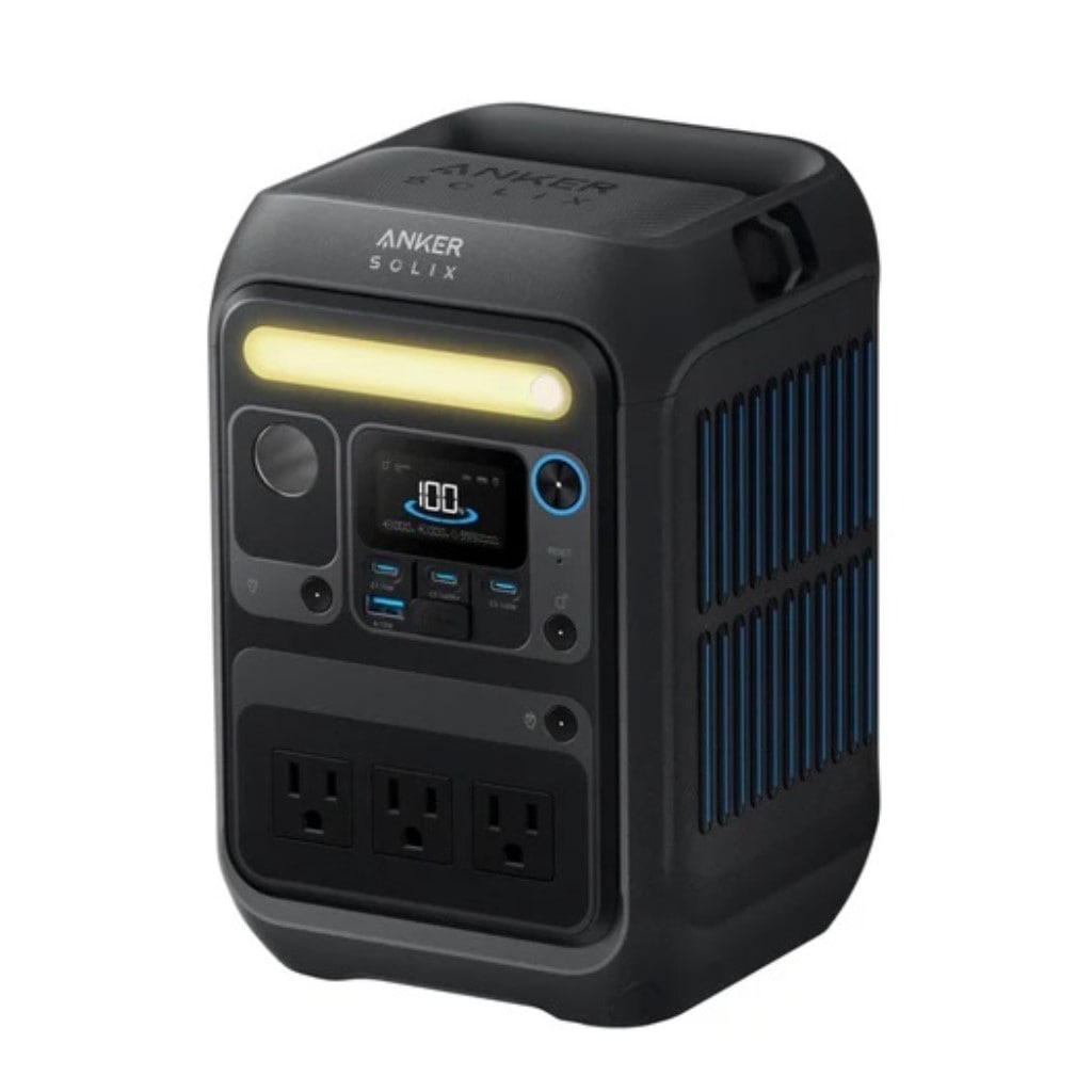 Anker Anker Solix C300 Portable Power Station ポータブル電源 288Wh 小型軽量 1.1時間満充電 高出力AC(定格300W/瞬間最大600W/SurgePad 500W 3ポート)ストラップ付属 アプリ遠隔操作 リン酸鉄 蓄電池(ブラック) A1722511