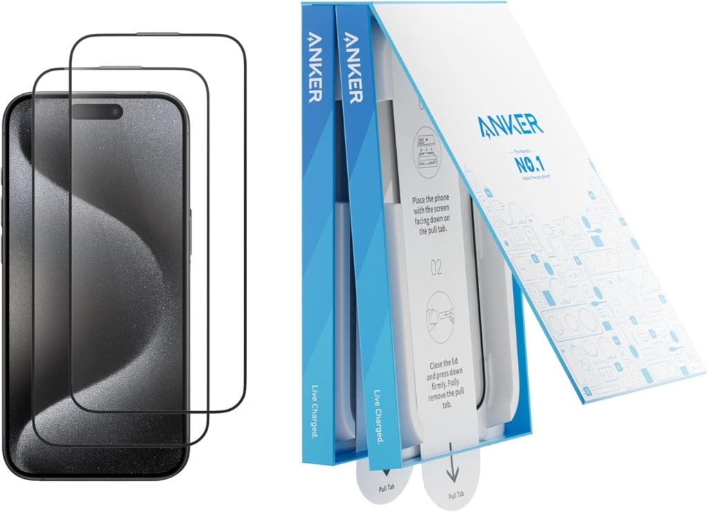 Anker Anker Easy Fit ガラスフィルムキット(HD for iPhone 16 Pro Max)2枚セット 保護フィルム 落下保護 浮き/気泡なし 指紋防止 超スムーズ 米軍MIL規格 高耐久性 自動吸着 硬度9H 簡単取り付け 8K Ultra HD A720A50C