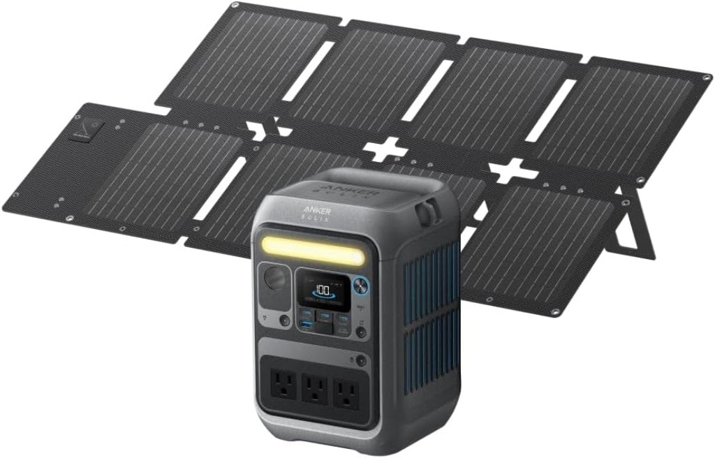 Anker Anker Solix C300 Portable Power Station with Anker Solix PS60 Compact Portable Solar Panel 288Whポータブル電源と60Wソーラーパネルセット 定格出力300W 小型軽量 持ち運び便利 コンパクト パワフル 急速充電 リン酸鉄 B17225Z1