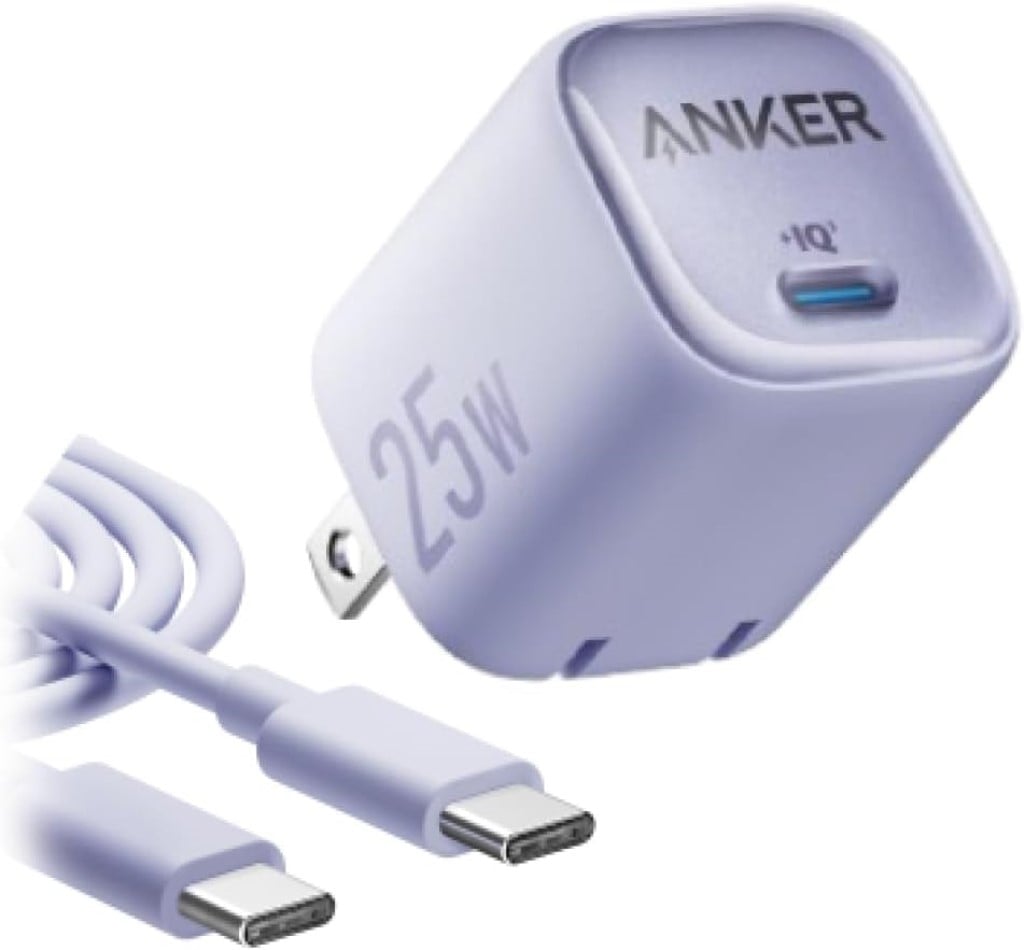 Anker Anker Charger(25W)with USB-C & USB-C ケーブル<USB PD 対応/PSE技術基準適合/PPS規格対応＞Galaxy S24/iPhone/iPad 各種 その他機器対応 1.5mケーブル同梱(パープル) B26561Q1