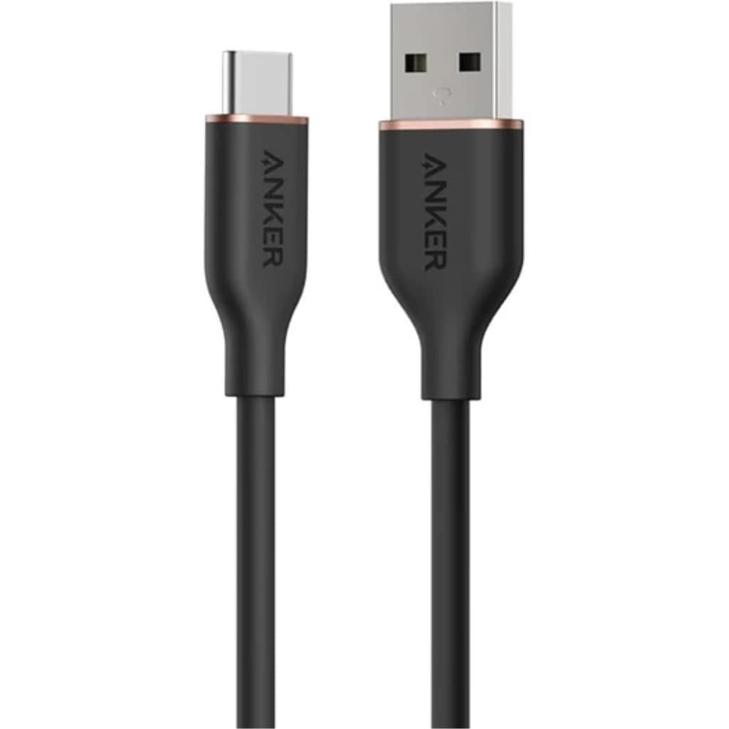Anker Anker USB-C & USB-A ケーブル(Flow)絡まないケーブル 15W 結束バンド付き USB-C機器対応 シリコン素材採用 Galaxy iPhone 16/15 各種対応 0.9m ミッドナイトブラック A85G1N11