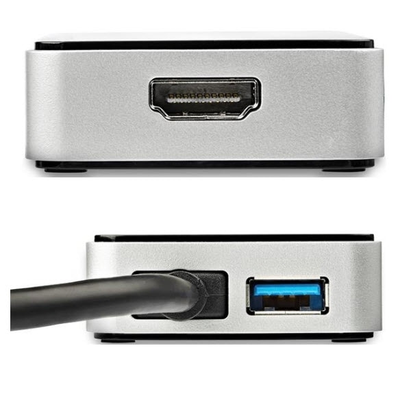 StarTech.com Ltd. マルチポートアダプター/USB 3.0接続/シングルモニター/1080p HDMI/1x USB-A/16cm ケーブル一体型/Windows/ブラック & シルバー/USB 3.0 ドッキングステーション/多機能 ハブ USB32HDEH