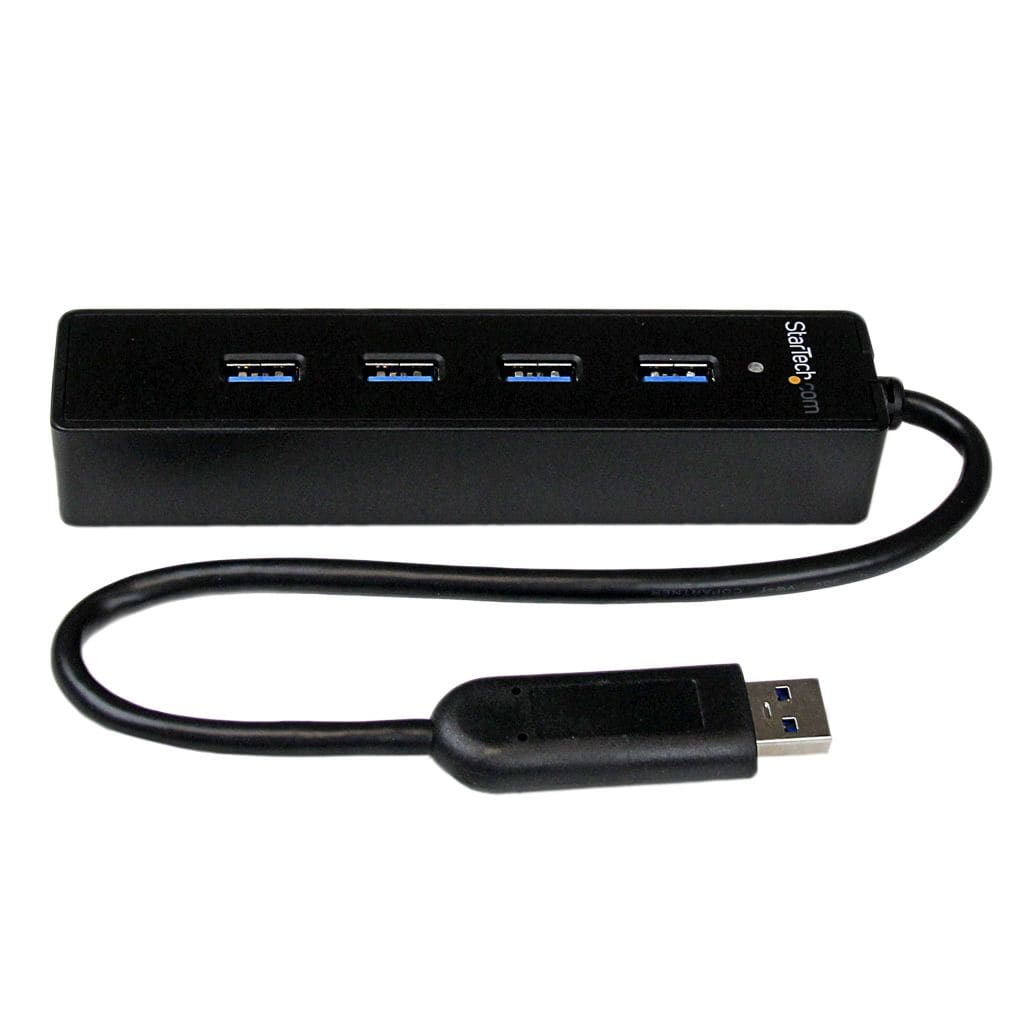 StarTech.com Ltd. 4ポート SuperSpeed USB3.0ハブ ポータブルミニUSB Hub 1x USB 3.0 A (オス)-4x USB 3.0 A (メス) 接続ケーブル内蔵 ブラック ST4300PBU3