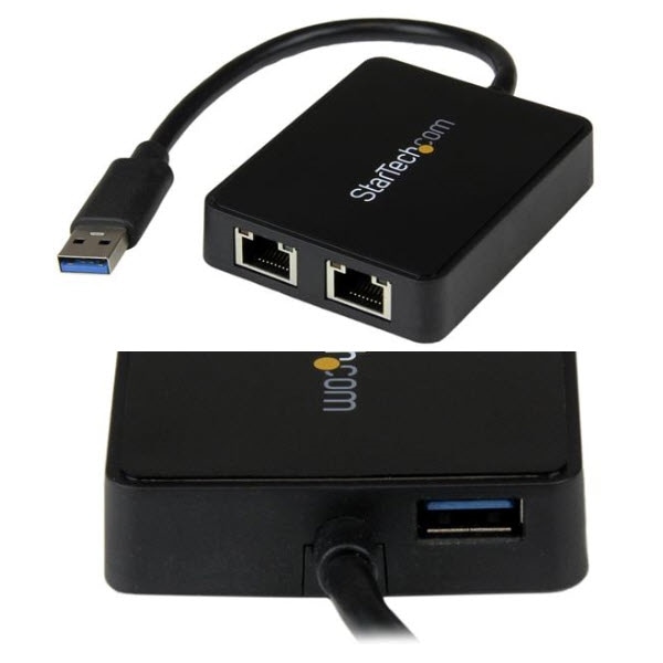 StarTech.com Ltd. USB有線LANアダプター/デュアルポート/USB-A接続/USB 3.0/10/100/1000Mbps/1x USB-A/各種OS/ブラック/ギガビットイーサネット/ノートパソコン用 RJ45 ネットワーク 変換 コンバーター USB32000SPT