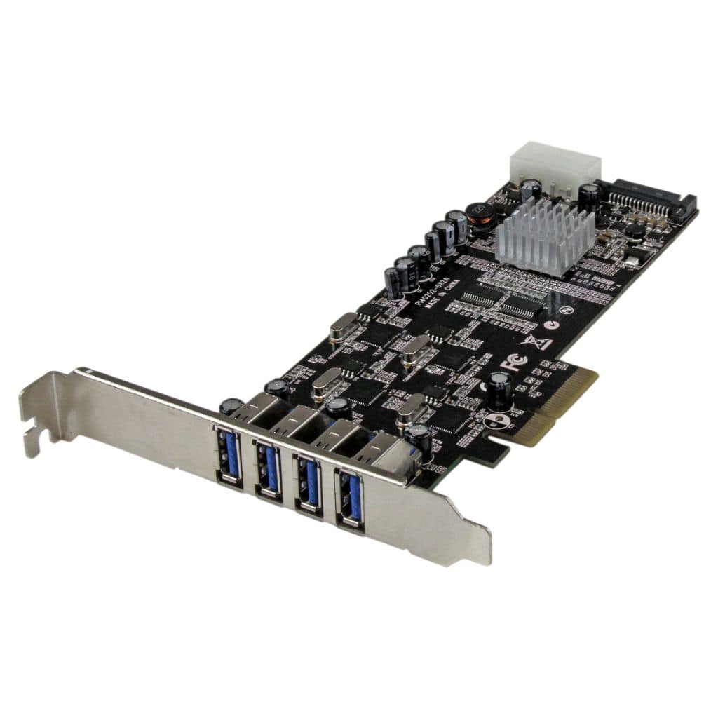 StarTech.com Ltd. SuperSpeed USB 3.0 4ポート増設PCI Express/ PCIe x4 インターフェースカード 4個の専用5Gbpsチャネル UASP対応 SATA(15ピン) / ペリフェラル(4ピン) 電源端子付き PEXUSB3S44V