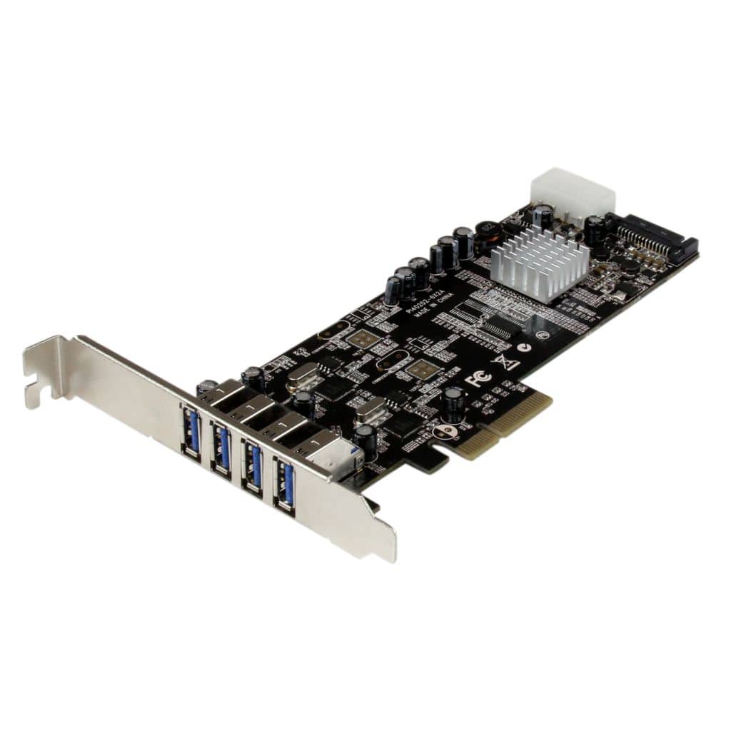 StarTech.com Ltd. SuperSpeed USB 3.0 4ポート増設PCI Express/ PCIe x4 インターフェースカード 2個の専用5Gbpsチャネル UASP対応 SATA(15ピン) / ペリフェラル(4ピン) 電源端子付き PEXUSB3S42V