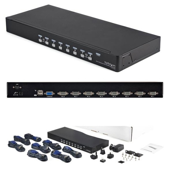 StarTech.com Ltd. 1Uラックマウント対応型 8ポート シングルVGAディスプレイ対応USB接続KVMスイッチ/PCパソコンCPU切替器(OSD機能/USB VGA KVMケーブル付) SV831DUSBUK