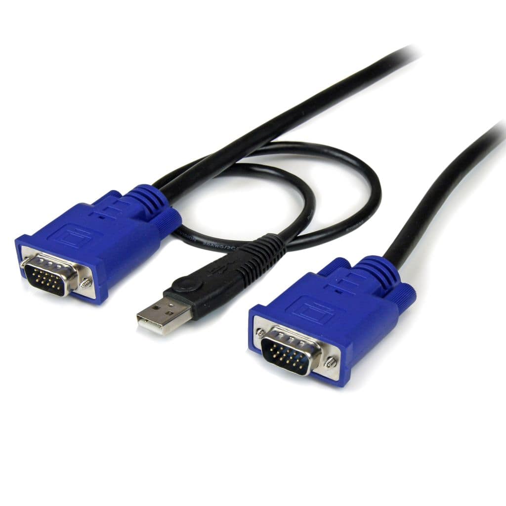 StarTech.com Ltd. 3m パソコン自動切換器専用ウルトラスリムKVMケーブル 2 in 1 USB/VGA KVMケーブル(ブラック) USB A/D-Sub 15ピンーD-Sub 15ピン SVECONUS10