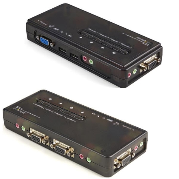 StarTech.com Ltd. 4ポートUSB接続KVMスイッチ(オーディオ対応/ケーブル付属) 4台用PCパソコン/CPU切替器(ブラック) 解像度2048x1536 SV411KUSB