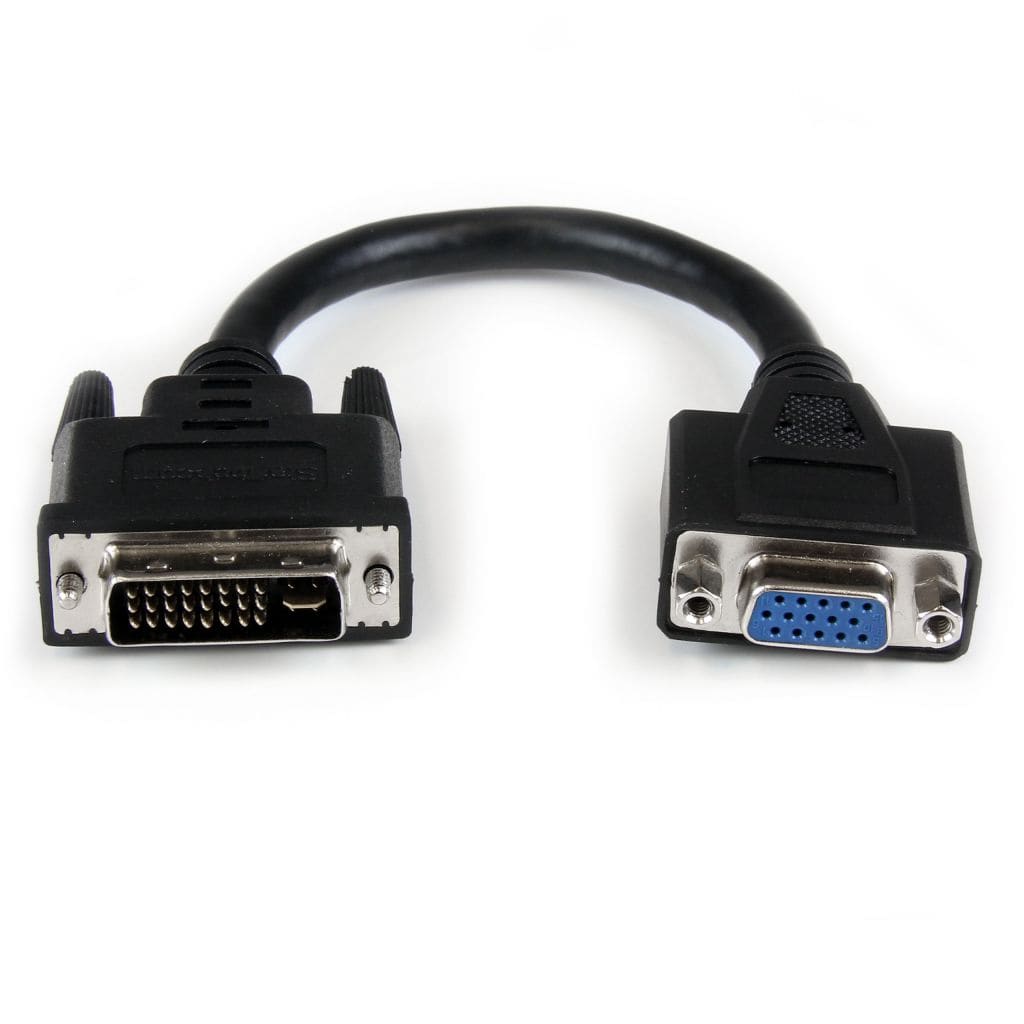 StarTech.com Ltd. 20cm DVI-VGA変換ケーブル DVI-I オス (29ピン)-VGA メス (D-Sub15ピン) ブラック DVIVGAMF8IN