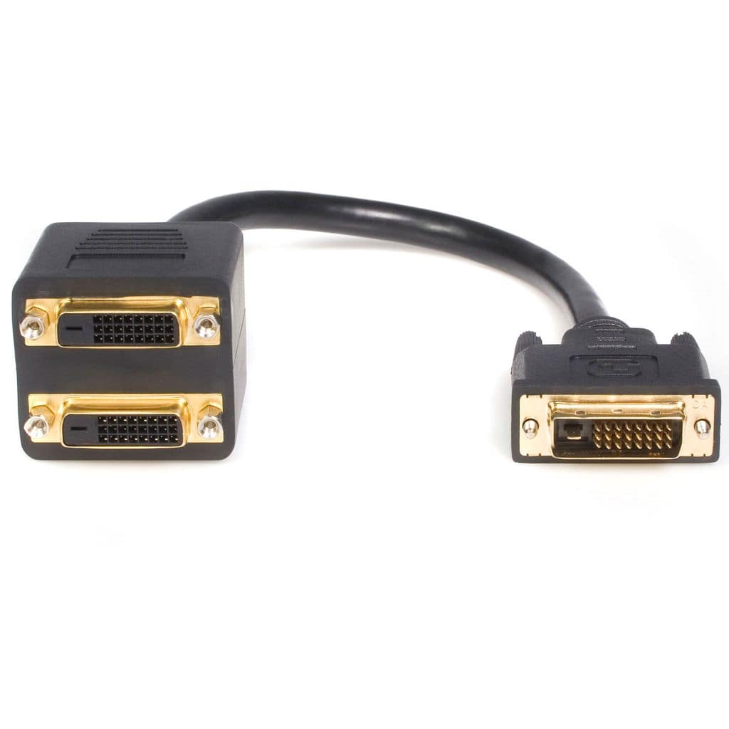 StarTech.com Ltd. 30cm DVI-D-2x DVI-D分岐ケーブル 1x DVI-D(25ピン) オス-2x DVI-D(25ピン) メス 分配ケーブル/ スプリッタ ブラック DVISPL1DD