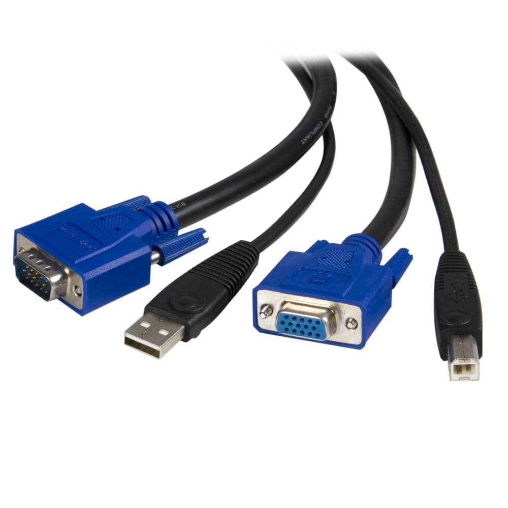 StarTech.com Ltd. 3m パソコン自動切替器専用KVMケーブル 2 in 1 USB/VGA KVMケーブル ブラック USB A / D-Sub 15ピン オス - USB B / D-Sub 15ピン メス SVUSB2N1_10