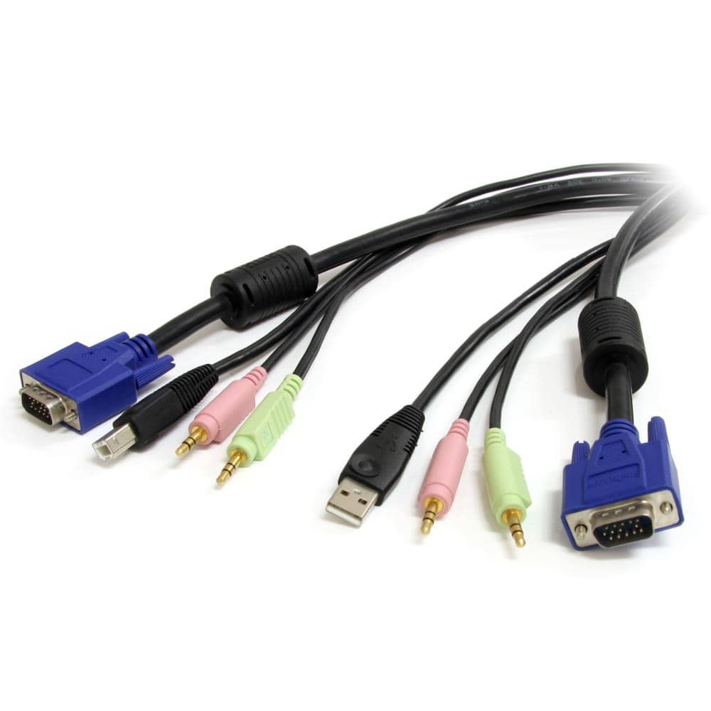 StarTech.com Ltd. 1.8m USB/VGA/オーディオ/マイク 一体型KVMケーブル PCパソコン切替器用USB/VGA/オーディオ/マイク接続ケーブル USBVGA4N1A6