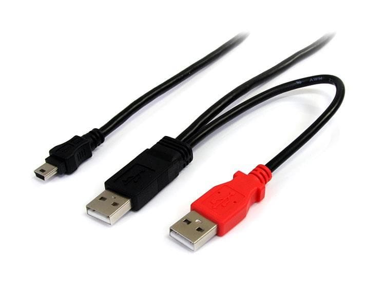 StarTech.com Ltd. 90cm USB Y字給電ケーブル(USB A - mini B) Y型分岐パワーケーブル 外付けハードディスクに対応 USB2HABMY3