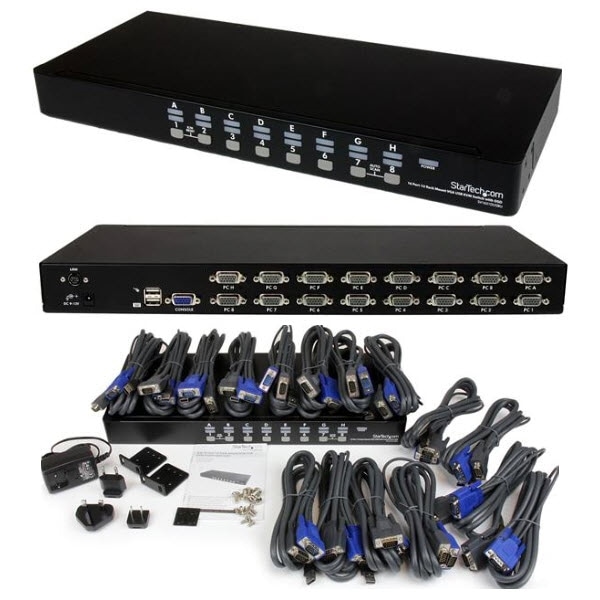 StarTech.com Ltd. 1Uラックマウント対応 16ポート シングルVGAディスプレイ対応USB接続KVMスイッチ(PCパソコンCPU切替器) OSD機能 USB VGA KVMケーブル付 SV1631DUSBUK