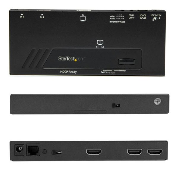 StarTech.com Ltd. 2入力1出力HDMIディスプレイ切替器/セレクター 4K 2x1 HDMIスイッチ 高速・自動切替機能付き シリアルコントロール VS221HD4KA