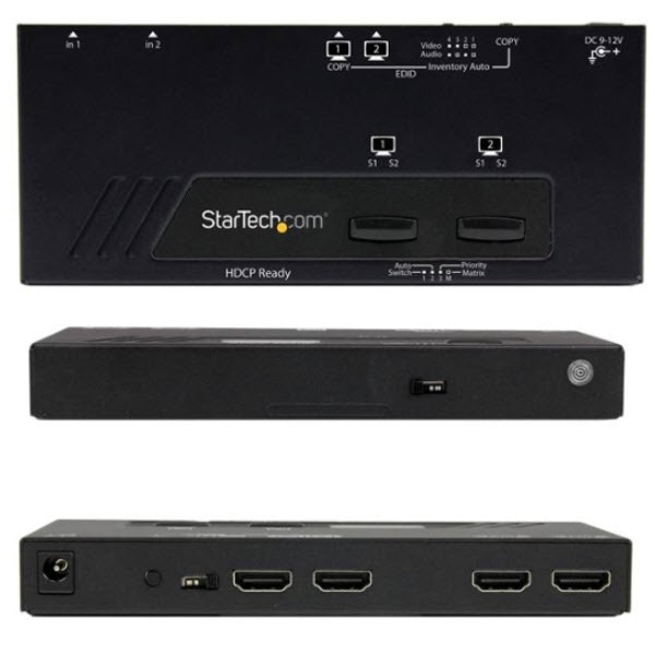 StarTech.com Ltd. 2入力2出力HDMIマトリックススイッチャー切替分配器 2x2 HDMIビデオセレクタースプリッター 1080p 自動/優先切替機能付き VS222HDQ