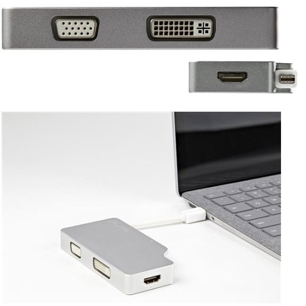 StarTech.com Ltd. トラベルAVアダプタ(アルミ製ケース) Mini DisplayPort - VGA/DVI/HDMIスリーインワン変換アダプタ HDMI出力4K対応 ミニディスプレイポート(オス)-VGA(メス)/DVI-D(メス)/HDMI(メス) MDPVGDVHD4K