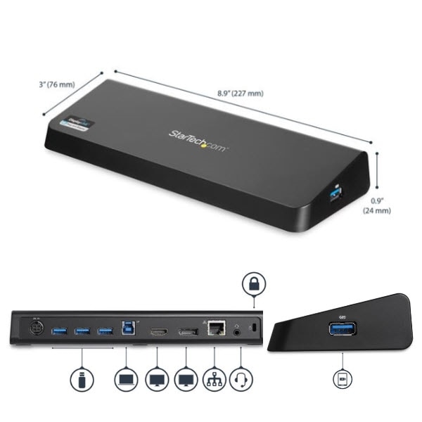 StarTech.com Ltd. ドッキングステーション/USB Type-A接続/USB 3.0/デュアルモニター/4K HDMI・DisplayPort/4x USB-Aハブ/GbE USB3DOCKHDPC