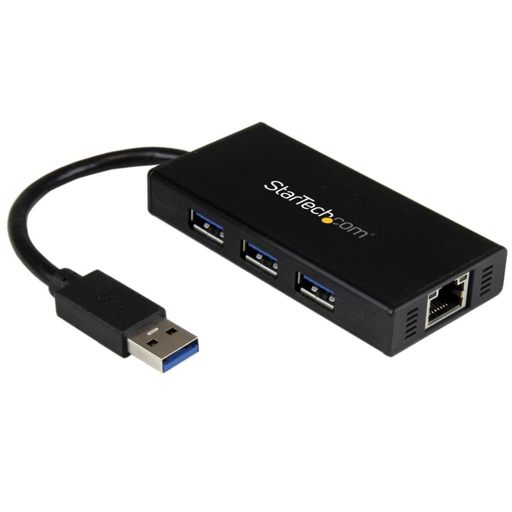 StarTech.com Ltd. 3ポートUSB 3.0ハブ付きギガビットEthernet対応LANアダプタ (アルミ筐体、本体一体型ケーブル) USB3.0接続イーサネット対応有線LANアダプタ ST3300GU3B