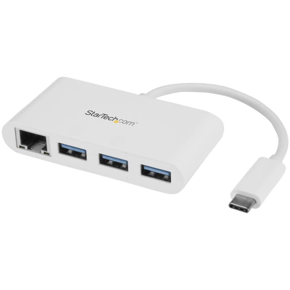 StarTech.com Ltd. ギガビットEthernetポート搭載3ポートUSB 3.0ハブ USB Type-C接続 USB 3.0ハブ搭載有線LANアダプタ ホワイト HB30C3A1GEA