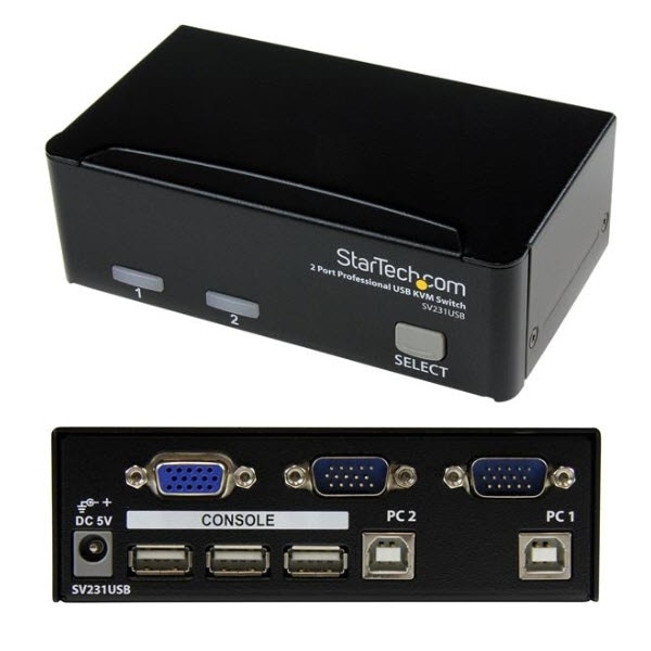 StarTech.com Ltd. 2ポートKVMスイッチ VGAモニター対応/USB接続 PCパソコン2台用CPU切替器 USB/VGAケーブル付属 SV231USB