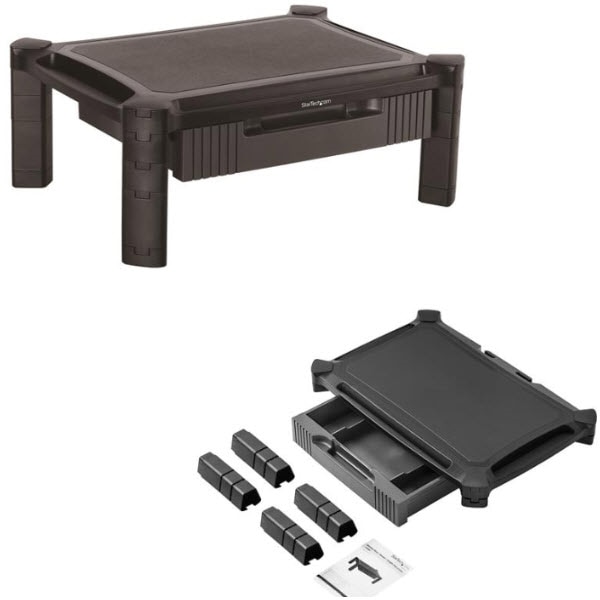 StarTech.com Ltd. 高さ調整可能モニターライザースタンド 机上台ラック 横500mmx縦330mm 引き出し付きディスプレイスタンド 最大32インチモニタ対応/最大10kg MONSTADJDL