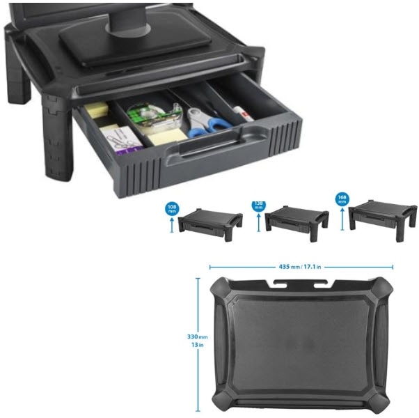 StarTech.com Ltd. モニターライザースタンド 高さ調整可能 机上台ラック 引き出し付きディスプレイスタンド 横435mmx縦330mm 最大32インチモニタ対応/最大10kg MONSTADJD