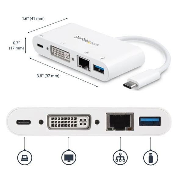 StarTech.com Ltd. USB Type-C接続マルチアダプタ DVI/GbE/USB 3.0ポート搭載 USB PD 2.0対応 USB Type-Cミニドッキングステーション DKT30CDVPD