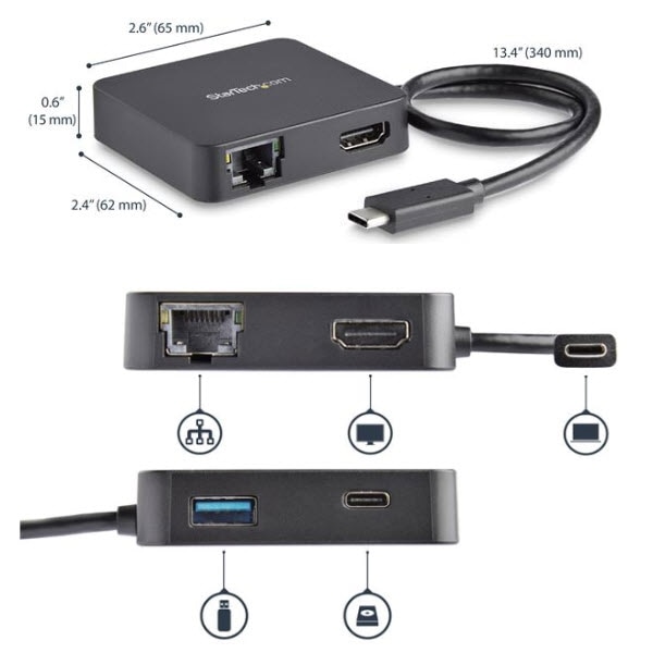 StarTech.com Ltd. USB Type-C接続マルチアダプタ 1x 4K HDMI 1x ギガビット有線LAN 1x USB-C 1x USB-A DKT30CHD