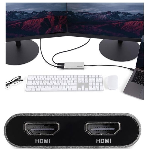 StarTech.com Ltd. Thunderbolt 3 - 2ポートHDMI変換アダプタ 4K/60Hz対応 MacとWindowsに対応 サンダーボルト3(USB Type-C)/オス - 2x HDMI/メス TB32HD24K60