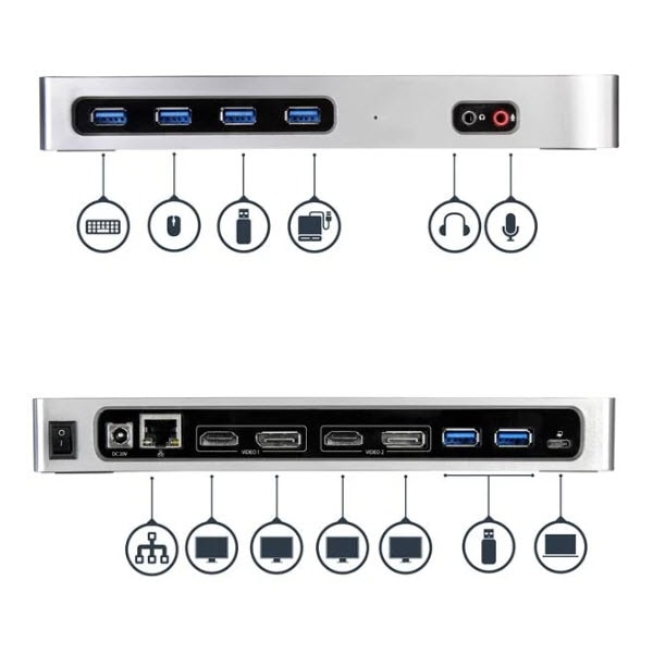 StarTech.com Ltd. デュアル4Kモニタ対応ドッキングステーション USB-C/USB-Aポート対応 2x HDMI/2x DisplayPlay/Mac & Windows対応/6x USBポート DK30A2DH