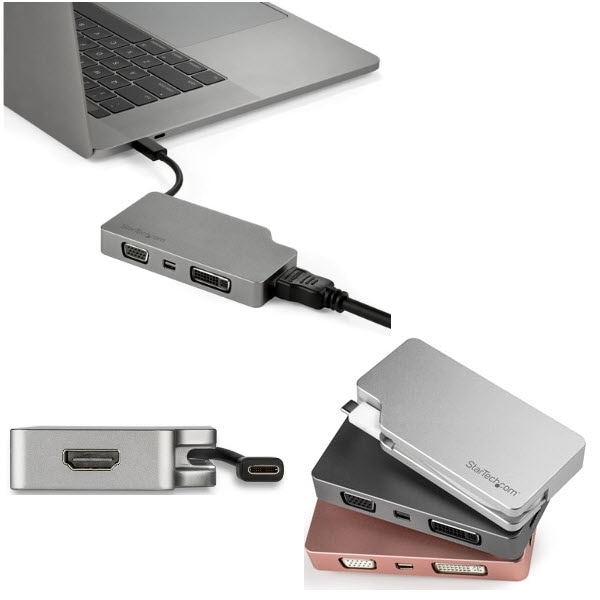 StarTech.com Ltd. 4 in 1 USB Type-Cマルチアダプタ アルミ筐体 USB-C - VGA/ DVI/ 4K HDMI/ mDP スペースグレー CDPVDHDMDPSG