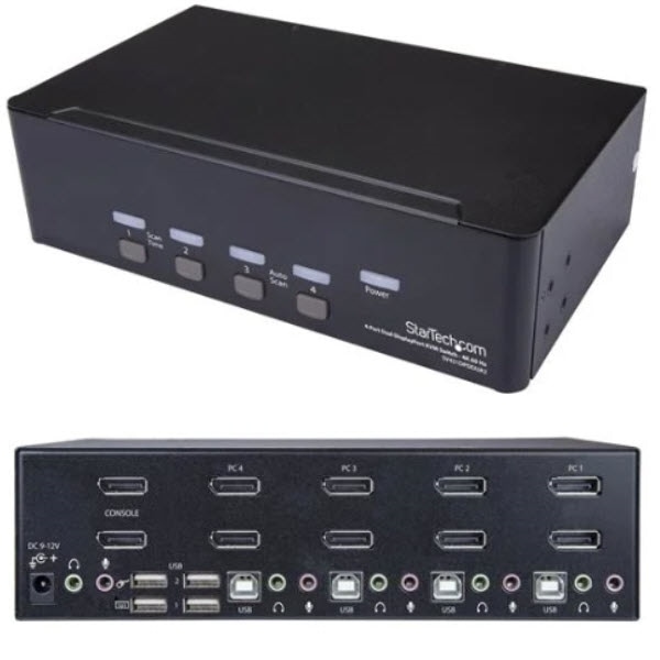 StarTech.com Ltd. 4ポート デュアルDisplayPort KVMスイッチ 4K/60Hz DisplayPort 1.2 対応PC/CPU/パソコン切替器 パソコン4台の制御に4K/60Hzディスプレイ2台の機能を追加 SV431DPDDUA2