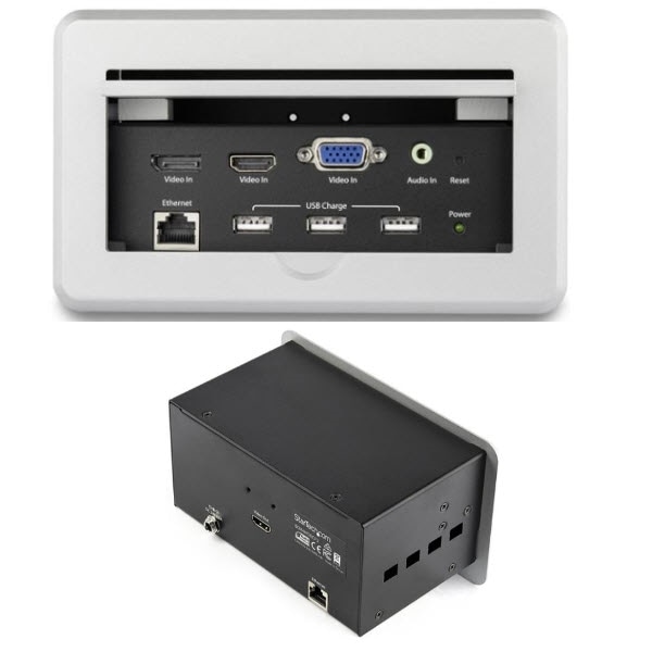 StarTech.com Ltd. 会議用テーブルAVコネクティビティBOX 埋め込み型 充電用USBポート HDMI/ VGA/ DisplayPort入力 - HDMI出力 4K BOX4HDECP2