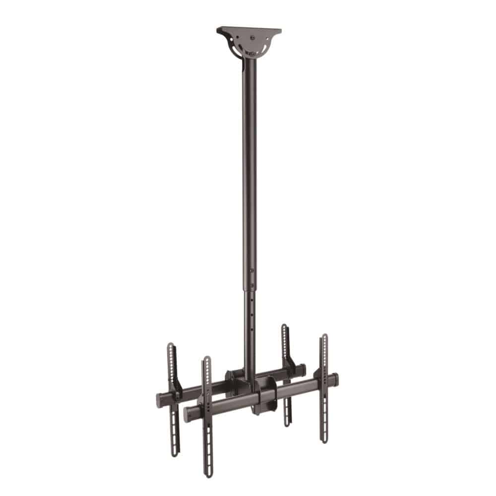 StarTech.com Ltd. テレビ天吊り金具/32-75インチ型/2画面/背面合わせタイプ/曲面テレビ対応/VESA対応/ポール伸縮幅1～1.5m/+/-180度水平回転 角度調整/薄型液晶 TV モニター ディスプレイ 吊り下げ ブラケット FPCEILBTB