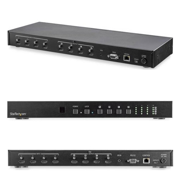 StarTech.com Ltd. ビデオスイッチャー/4入力4出力/4K60Hz HDMI/オーディオ&イーサネット制御/4x4 HDMI分配器 ハブ セレクター スプリッター/HDMI マトリックススイッチ 切替機 VS424HD4K60